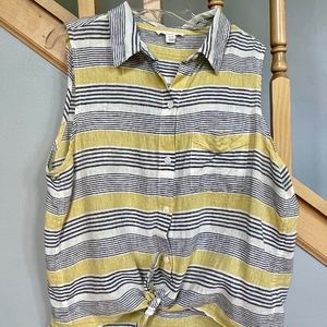 BEACHLUNCH LOUNGE LINEN SLEEVELESS BUTTON UP SHIRT SZ M